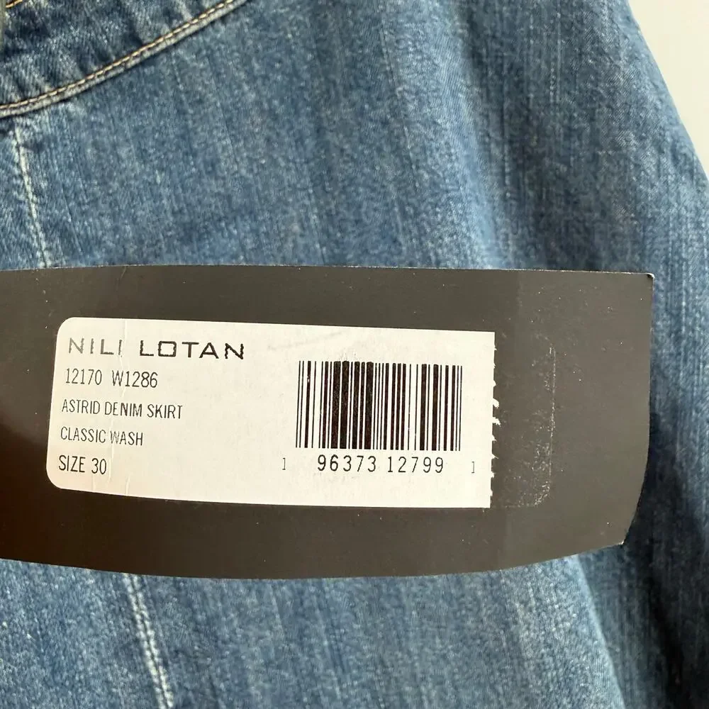 Nili Lotan Astrid Denim Skirt SZ 30 NWT Classic Wash Blue ALine Maxi Cotton Jean